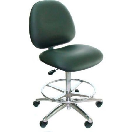 INDUSTRIAL SEATING Heavy Duty Clean Room Stool - Vinyl - High Back - Aluminum Base - Gray AE20W-VCR GREY-233